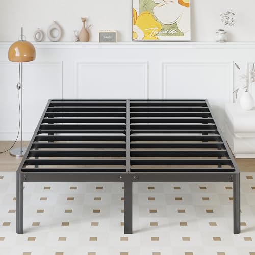 Yicensen 14 Inch Full Bed Frame No Box Spring Needed Heavy Duty Full Size Platform Bed Frame with Rounded Corner Legs, Easy Assembly, Noise Free, Black. - size: Full, style: 14 Inch