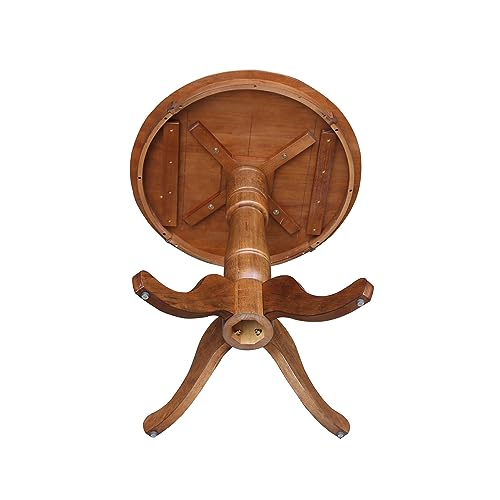 IC INTERNATIONAL CONCEPTS 30" Solid Wood Round Top Pedestal Table in Distressed Oak - 35.1" Height - color: Distressed Oak