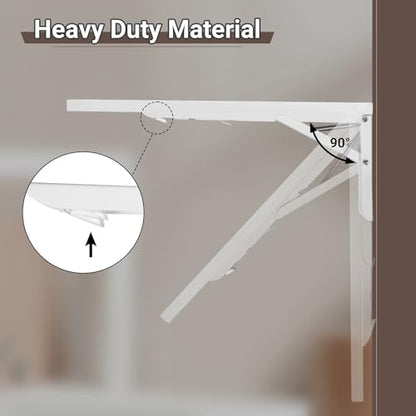 Neoaider Wall Mounted Folding Table 47.2”L x 19.7”W, White | Laundry Folding Table with Heavy Duty Metal Collapsible Shelf Brackets, Wall Mounted Desk Fold Down for Small Spaces - color: White, size: 47.2" x 19.7"