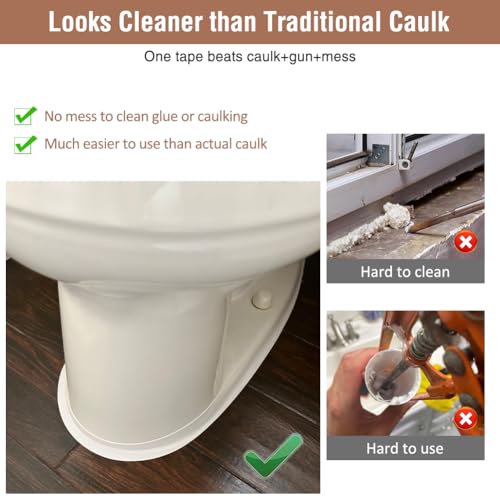 White Caulk Tape Peel & Stick Waterproof Self Adhesive Sealing Tape for Bathroom Kitchen Bathtub Toilet Walls Floors Tiles Wallpaper Decor, No Mess with Glue or Caulking, Quick & Easy Fix in Minutes - style: White-1.5IN-10.5FT