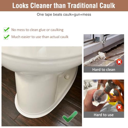 White Caulk Tape Peel & Stick Waterproof Self Adhesive Sealing Tape for Bathroom Kitchen Bathtub Toilet Walls Floors Tiles Wallpaper Decor, No Mess with Glue or Caulking, Quick & Easy Fix in Minutes - style: White-1.5IN-10.5FT