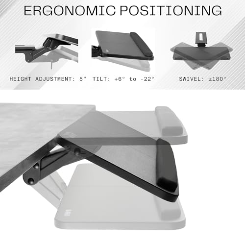 VIVO Adjustable Computer Keyboard & Mouse Platform Tray Ergonomic Under Table Desk Mount Drawer Underdesk Shelf (MOUNT-KB03B) | Adjustable Computer Keyboard and Mouse Platform, Ergonomic Under Table Desk Mount Drawer, Full Swivel - color: Black