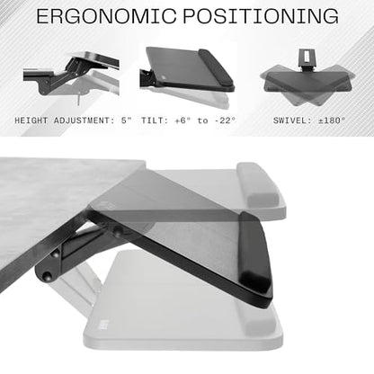 VIVO Adjustable Computer Keyboard & Mouse Platform Tray Ergonomic Under Table Desk Mount Drawer Underdesk Shelf (MOUNT-KB03B) | Adjustable Computer Keyboard and Mouse Platform, Ergonomic Under Table Desk Mount Drawer, Full Swivel - color: Black