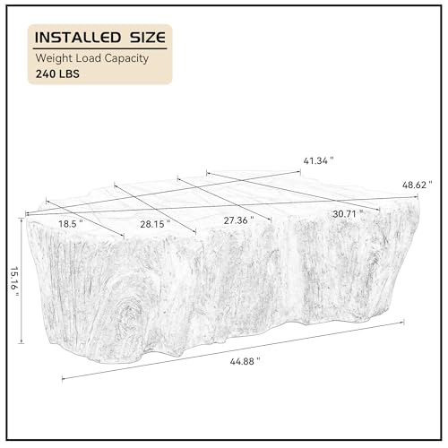 48.62" Irregular Coffee Table with Tree Root Design for Living Room, Modern Luxury Fiberglass Center Table with Unique Shape, Accent End Tea Table for Apartment, No Need Assembly (Black) - color: 48.62" Irregular, Black