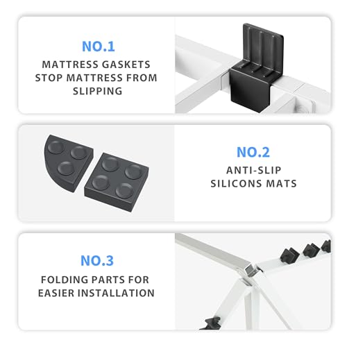 20 Inch White Full Bed Frame with Round Corners No Box Spring Needed | 3500lbs Heavy Duty, Under bed storage, 4 mattress stoppers, Headboard holes, Noise-free, Easy assembly & rubber covers - size: Full, style: 20 Inch White