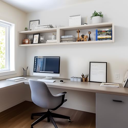 24in Floating Cube Shelves Set of 2, Display Shelves Wall Mount, Decorative Hanging Shelves for Kitchen Living Room Office,(Beige Leather, Rectangle 2 Cubes) - color: Beige Leather, size: Rectangle-Set2