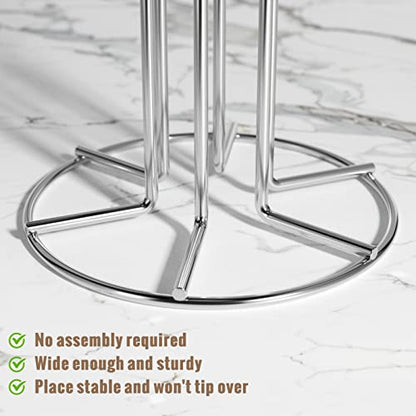 HULISEN Mug Tree for Large Cup, 6 Hook Countertop Coffee Mug Holder, Silver | Cup Rack for Counter, Stable Wide Base, Metal Stand for Kitchen Coffee Bar Display, Space-Saving, No Assembly Required - color: Silver