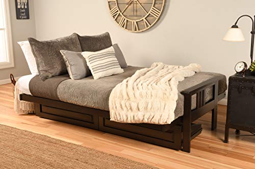 Kodiak Furniture Monterey Futon Set with Storage Drawers, with Espresso Base and Peter's Cabin Mattress - color: Peter's Cabin, size: Drawers Included, style: Espresso Finish