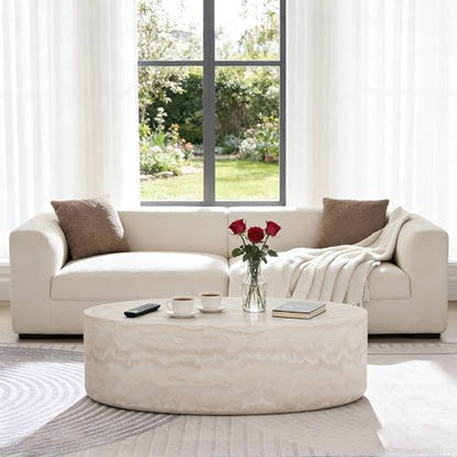 43.7''Oval Faux Marble Coffee Table, Modern Fiberglass Cocktail Table - color: 43.7'' Mars Pattern
