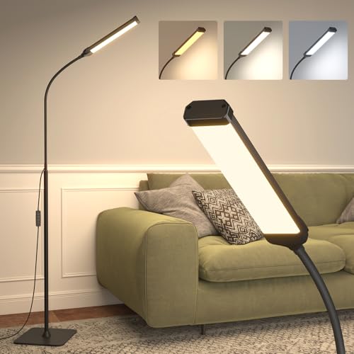Aisutha LED Floor Lamp, Reading Lamps Adjustable Stepless Colors & Brightness Standing Lamp, Nail Tech Lamp, Lash Light for Eyelash - color: Dark Black