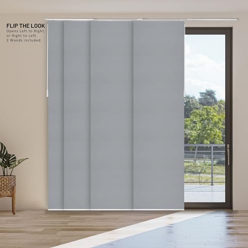 CHICOLOGY Panel Track Blinds, Jersey Grey, 86"x96", Cordless, Divider | 4 Fabric Panels, Fits 46–86″ Wide, Wall/Ceiling Mount, Room Divider Ready, Height Trimmable, Child & Pet Safe - color: Skyrise Grey