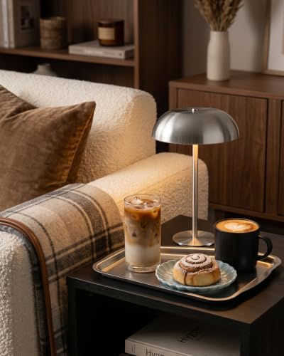Portable LED Mushroom Table Lamp - color: Silver