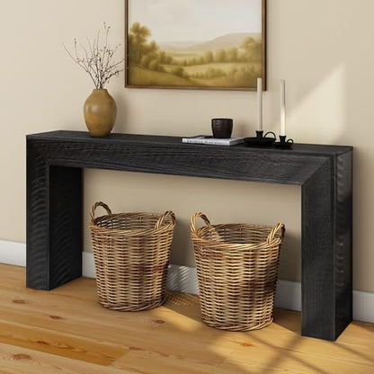 Plank+Beam Camden Console Table, 66 Inch, Rustic Char | Low-VOC Finish, Rustic Finish, Solid Wood - color: Rustic Char, size: 66 Inch without Shelf