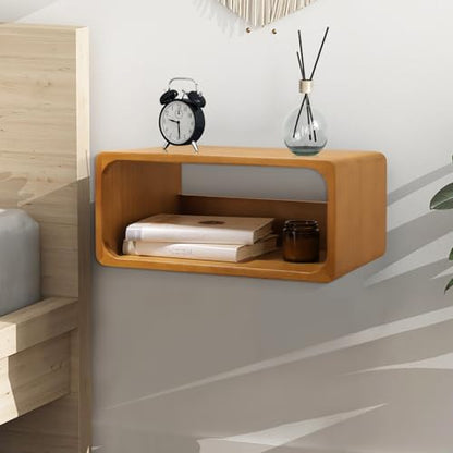 Floating Nightstand, Wall Mounted Bedside Shelf, Handmade Bedroom Furniture,Pine Wood Floating Bedside Table, Minimalist and Unique Style 18”x 10”x 7.5” Walnut - color: Walnut