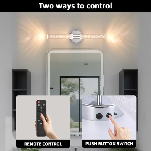 Silver Wall Light LED Battery Operated Wall Sconces(2 Pack), 20-Inch Dimmable Crystal Wall Sconce, Rechargeable Chrome Bubble Wall Lights, Wireless Wall Lamp for Bedroom, Living Room - color: Chrome