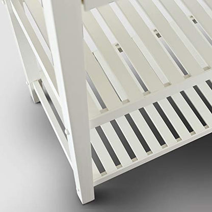 Kitchen Island with Solid Wood Top, White & Cherry Natural - color: White & Cherry Natural