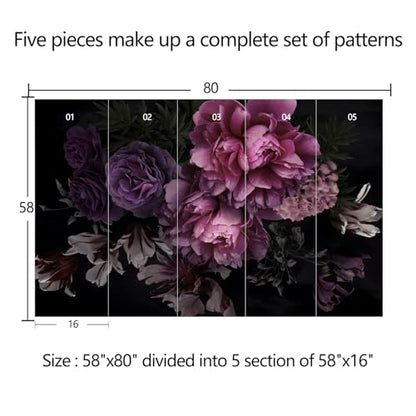 GLWYHY-Purple Peony Flower Wallpaper with Peel-and-Stick backing-58 x80 | Self-adhesive,Flower,Bedroom,Mural painting,Large Beautiful - color: ZZSL-03, size: 58"x80"
