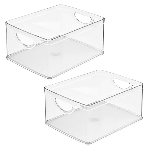 iDesign Pantry Storage Bins with Handles, Set of 2, Clear | Organizer Bins, For Cabinets or Fridge - size: Medium, style: Pack of 2