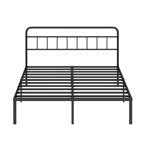 Full Bed Frame with Classin Headboard, Black | Strong Metal Slats Support,Under Bed Storage Space,No Box Spring Needed,Easy to Assemble - size: Full