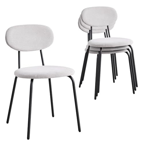 Stackable Guest Chairs Set of 4, Upholstered Waiting Room Chairs with Metal Legs for Reception, Breakroom, School, Meeting, Office - color: White, size: Set of 4