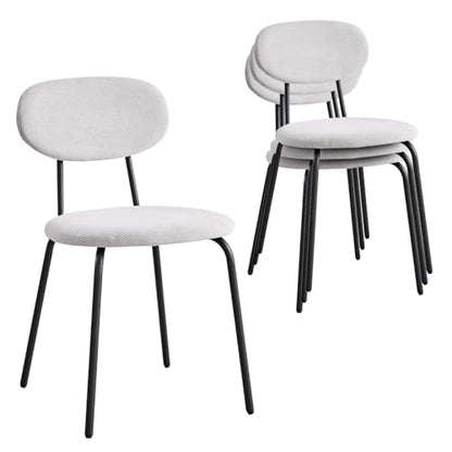 Stackable Guest Chairs Set of 4, Upholstered Waiting Room Chairs with Metal Legs for Reception, Breakroom, School, Meeting, Office - color: White, size: Set of 4