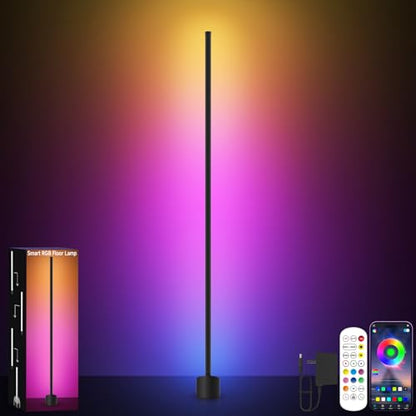 Tyute Standing Floor Lamp, RGB LED Lamp with Music Sync, Smart App and Remote Control Ambience Light with Music Sync, LED Lamp with 16 Million Colors for Bedroom, Living Room Gaming Room