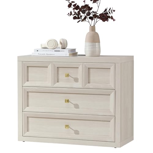 Night Stand Large W/Charging Station, 30.7" W Oversized Nightstands Tall Bedside Table with 3 Drawers, Accent End Table W/Large Storage, Modern Wood End Table for Bedroom, Office - color: Grey White, size: 15.5"D x 30.7"W x 25"H (3 Drawers)
