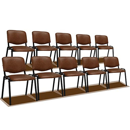 VINGLI 10-Pack Waiting Room Chairs, Stackable Chair for Office, Pu-Rustic | Stacking Chairs, Armless Church Chairs, Space-saving, Guest & Reception, Office Lobby, Business Hall - color: Pu-rustic, size: 10-pack