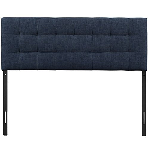 Modway Lily Tufted Linen Fabric Upholstered Queen Headboard in Navy - color: Navy, size: Queen