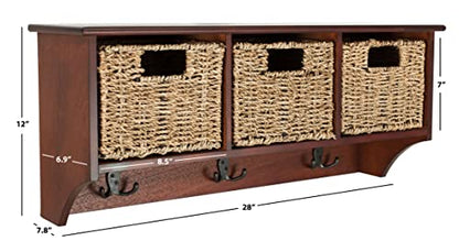 Safavieh Home Collection Finley Hanging 3 Basket Wall Rack - color: Cherry