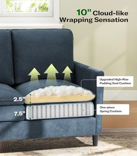 Welzona 3-Layers Cloud Loveseat Sofa, 51" Small Couch, Teddy Small Sofa | Comfy Teddy Fabric, Washable Covers, Tool-Free Setup, All-wood Futon Couch for Living Room, Bedroom, Small Spaces, Blue Grey - color: Blue Grey, size: cloud loveseat