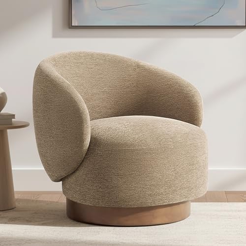 KISLOT Swivel Barrel Accent Chair, Performance Fabric, Light Brown, 1-Pack | Modern Style, Upholstered, for Living Room/Bedroom/Waiting Room - color: Light Brown, size: Pack of 1