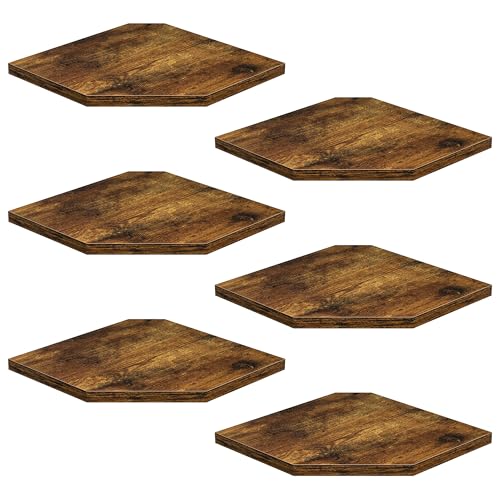Fun Memories Corner Shelf Wall Mount, Floating Corner Shelves, Set of 6 Corner Wall Shelf Organizer, Rustic Wood Wall Storage Display Shelves for Living Room Bedroom Bathroom Kitchen, Rustic Brown - color: Brown, size: 7" x 7", Set of 6