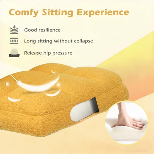 Office Chair with Wheels, Ergonomic Home Office Desk Chair with Flip-up Armrest, Adjustable Rolling Computer Chair Teddy Fleece – Gold - color: Gold