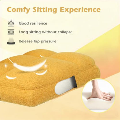 Office Chair with Wheels, Ergonomic Home Office Desk Chair with Flip-up Armrest, Adjustable Rolling Computer Chair Teddy Fleece – Gold - color: Gold