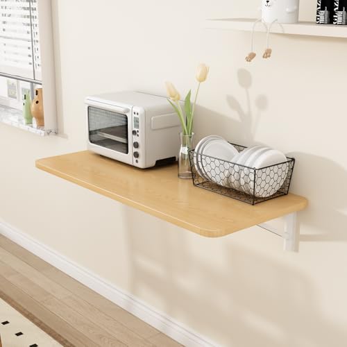 Wall Mounted Laundry Room Folding Table，Fold Down Desk for Small Spaces |Office|Study|Work Bench|Kitchen Dining Restaurant| Home Bar | Waterproof Easy to Install and Clean39.4×19.7" - color: Log Color, size: 39.4"×19.7"
