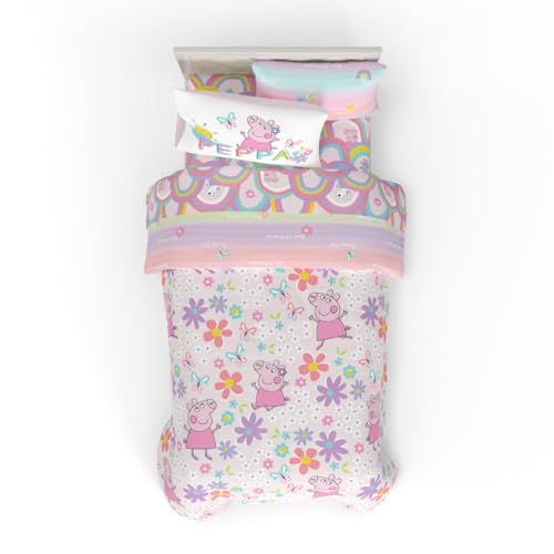 Peppa Pig Kids Bedding Super Soft & Cozy Reversible Microfiber Comforter and Sheet Set with Sham, 5 Piece Twin Size, (Officially Licensed Product) By Franco - color: Peppa Pig, size: Twin