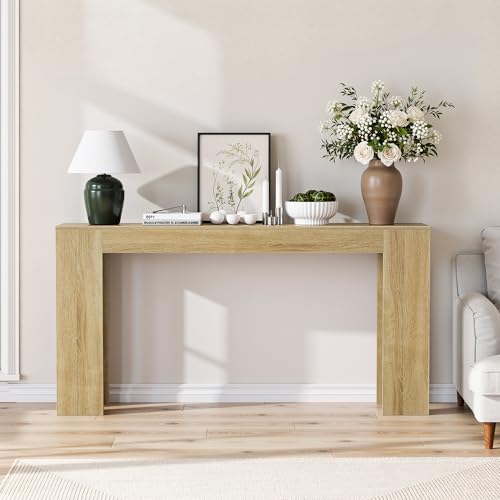 Spaco 63'' Narrow Long Console Table,Farmhouse Entryway Table Sofa Table with Storage,Wood Behind Couch Table for Living Room, Hallway,Foyer - color: Natural Oak (63'')