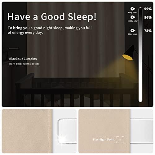 Easy-Going Blackout Curtains for Bedroom, Solid Thermal Insulated Grommet and Noise Reduction Window Drapes, Room Darkening Curtains for Living Room, 2 Panels (34x72 in, Beige) | Washable Grommet Top Window Drapes for Bedroom and Living Room, Noise Reduct