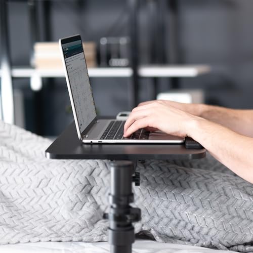 Height Adjustable Under Mattress 20 inch Bedside Desk, Works with Lofts and Beds Without Frames, Tilting Desktop, Fits Laptops, Books, and More, Black - size: 20"