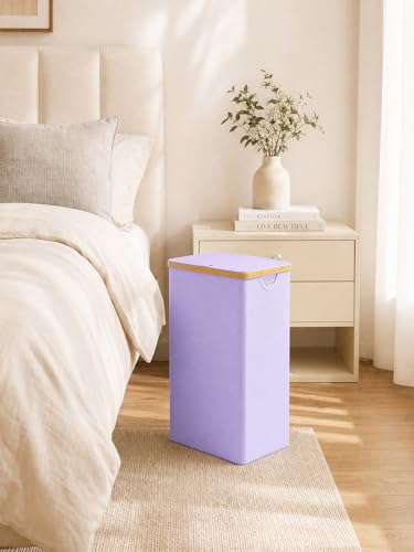 IEGrow Laundry Hamper with Lid,110L Laundry Basket with Mesh Bags,Purple | Dirty Clothes Hamper Basket with Bamboo Handle for Clothes Towels - color: Purple, size: 110L