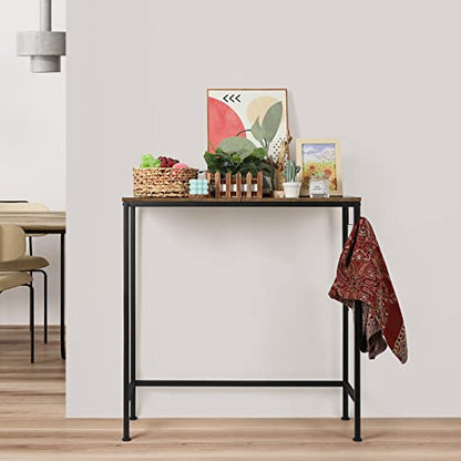 NOVIMANGO Narrow Entryway Console Table, for Hallway, Rustic Brown | Thin Sofa Table for Small Spaces, 31.5" Small Entryway Table, for Bedroom, Living Room, Multifunctional Accent Table - color: Brown