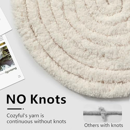 Cozyful Chunky Yarn for Hand Knitting - #10 Chunky Chenille Yarn, Jumbo Big Thick Chunky Yarns for Crocheting, Super Bulky Chunky Knit Blanket Yarns, 8 Skein (22 yds 8 oz Each Skein), Beige White - color: Beige White