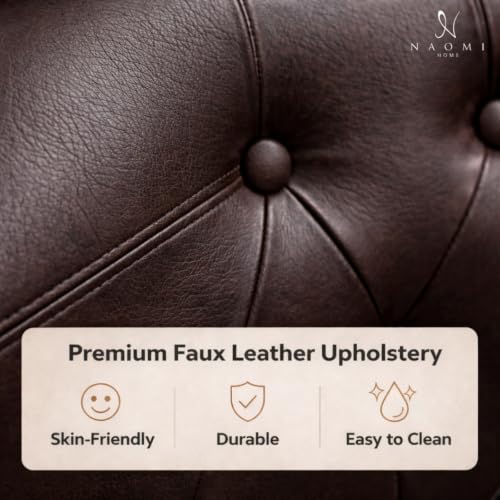 Naomi Home Emma Faux Leather Tufted Barrel Accent Chair - Espresso | Solid wood frame, sturdy legs and easy-clean faux leather create lasting comfort for living room, bedroom or office. - color: Espresso, style: Barrel