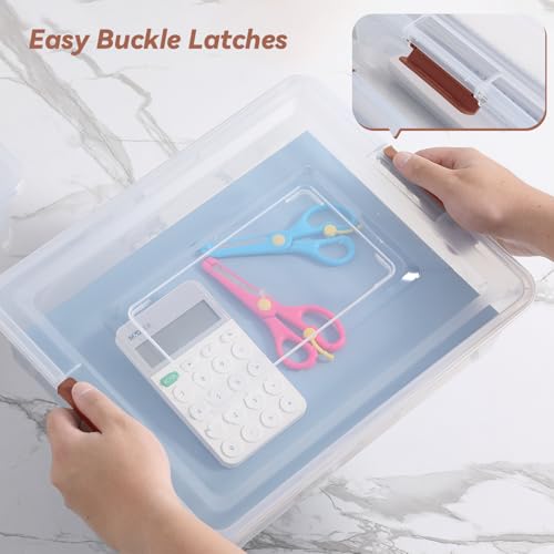 4 Pack Clear Plastic Storage Bins with Brown Lids Stackable Storage Box | Multifunctional Design,Stackable,See Through,Versatile Organization,Space-Saving,Durable,Dust Protection - size: Large 4Pack Brown