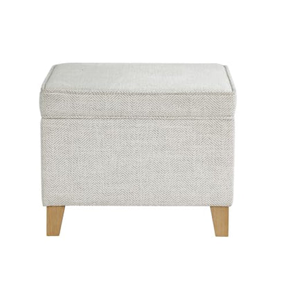 HomePop 24" Medium Storage Ottoman - Cream Chevron Woven - color: Cream Chevron Woven