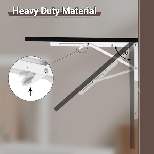 Neoaider Upgrade Wall Mounted Folding Table 31.5”L x 15.7”W, Black | Laundry Folding Table with Heavy Duty Metal Collapsible Shelf Brackets, Wall Mounted Desk Fold Down for Small Spaces - color: Black, size: 31.5" x 15.7"
