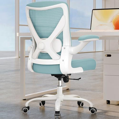Office Chair: Mesh Ergonomic Desk Chair with 3D Lumbar & Swivel | 330LBS Computer Chair-Executive Task Chairs with Flip-up Arms Home Office Chairs Gaming Chair for Long Hours(Lake Blue) - color: Mint Green, size: Pack of 1