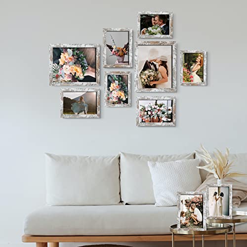 LUCKYLIFE Picture Frame Set 10-Pack, Gallery Wall Frame Collage with 8x10 5x7 4x6 Frames in Distressed White Finishes - color: Distressed White