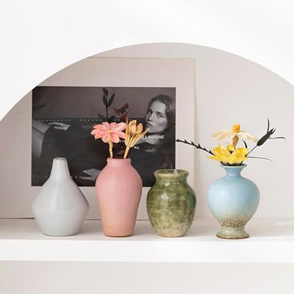 Ceramic Bud Vase Set of 5, Gradient Glaze Mini Small Vases | Ideal for living room, dining table, office desk, bedroom, fireplace mantle decor, or housewarming gift.